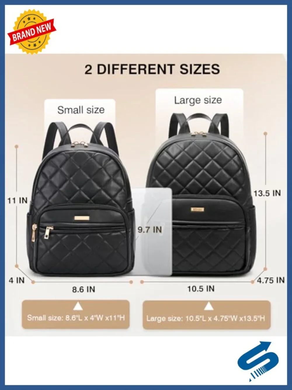 Vegan Leather Mini Backpack for Travel Work Shopping with Quilted Design